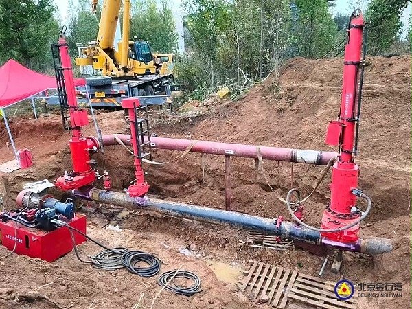 32下游开孔全部完成，旁通管线试压完成